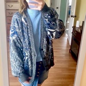 Vintage Sweater Graphix Gray/Blue Button Cardigan
